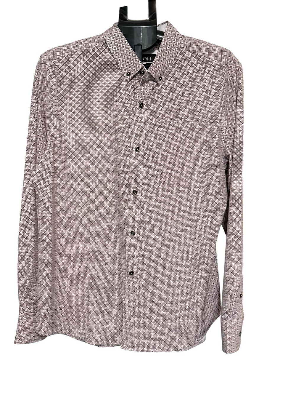 Modern Button-Down Dress Shirt in Light Mauve Geometric